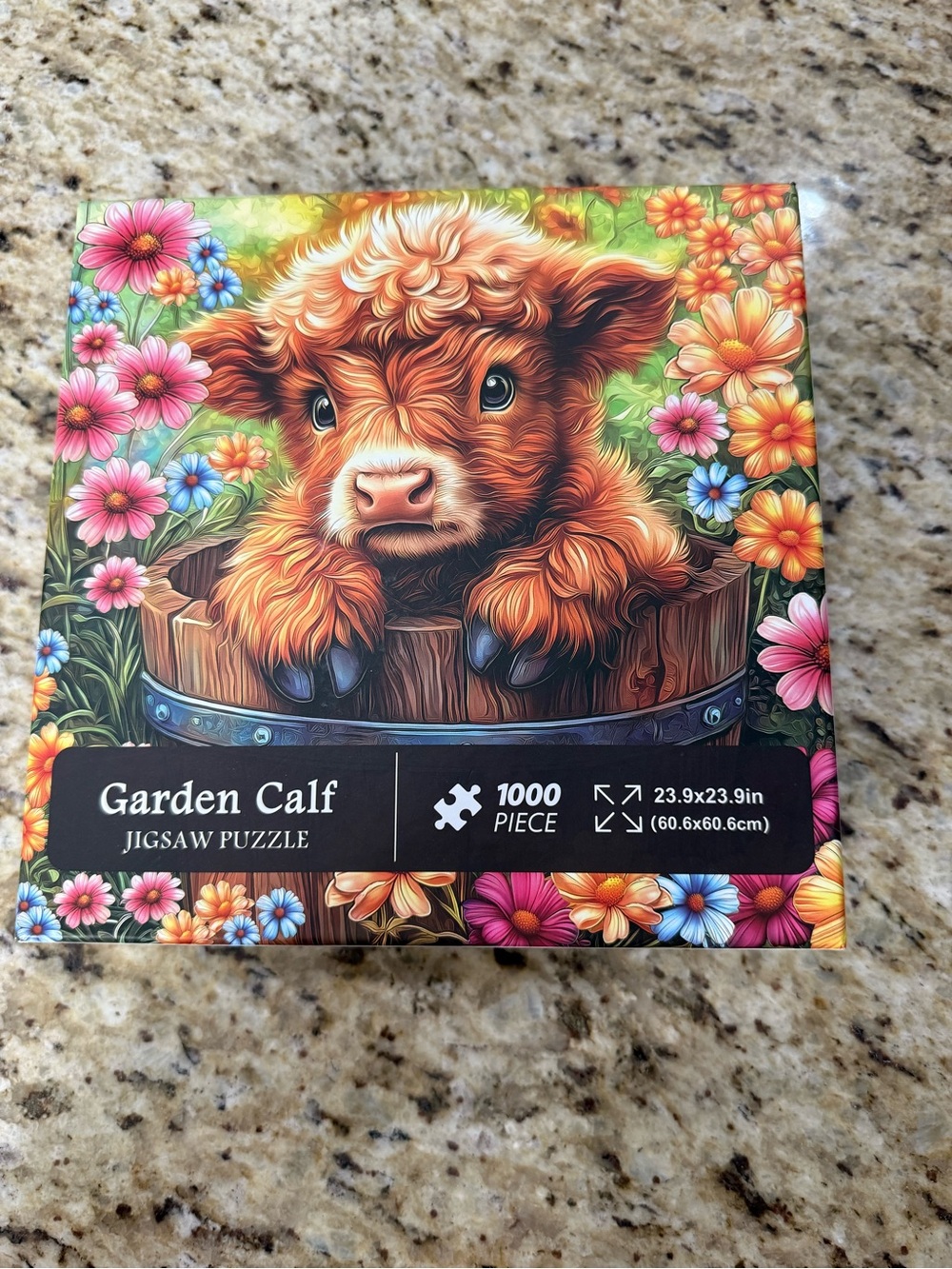 NIB Adult Teen Garden Calf Highland Cow 1000 Piece Jigsaw Puzzle